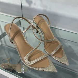 INC International Concepts Glittering Gold Strappy Heels